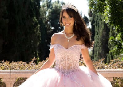 Blush pink quinceañera ball gown at Hem & Her Bridal in Tucson, AZ